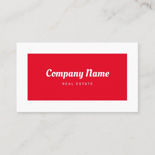 Personalised Retro Minimalist Real Estate Red Business Card (Front)