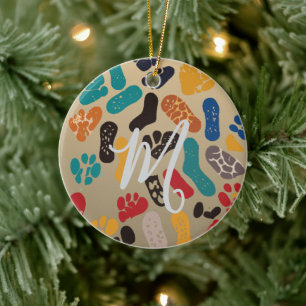 Personalised Retro Minimalist Sole Marks Ceramic Tree Decoration