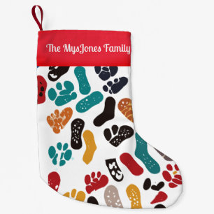 Personalised Retro Minimalist Sole Marks Small Christmas Stocking
