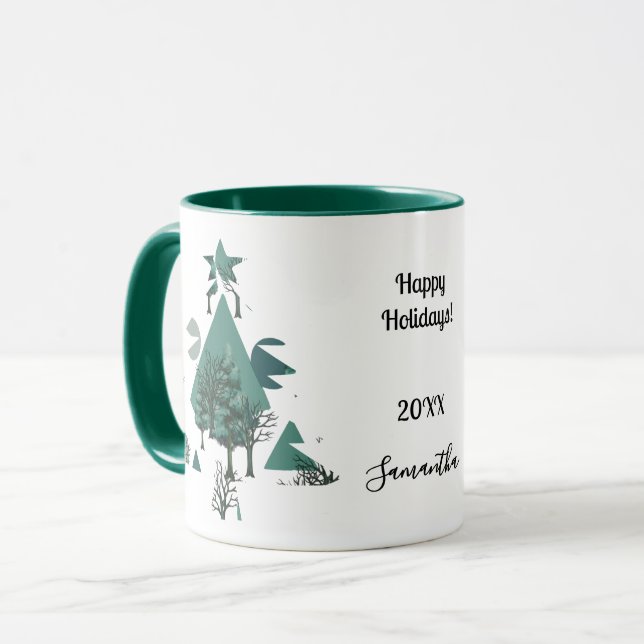 Personalised Retro Minimalist Trees and Shapes  Mug (Front Left)