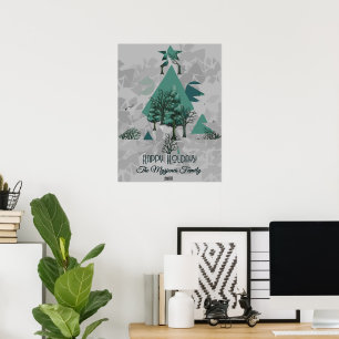 Personalised Retro Minimalist Trees and Shapes  Poster