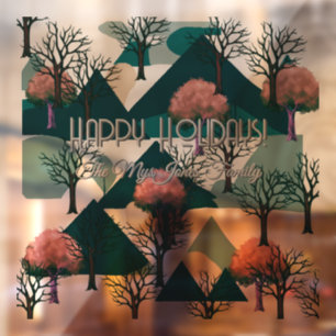 Personalised Retro Minimalist Trees and Shapes  Window Cling