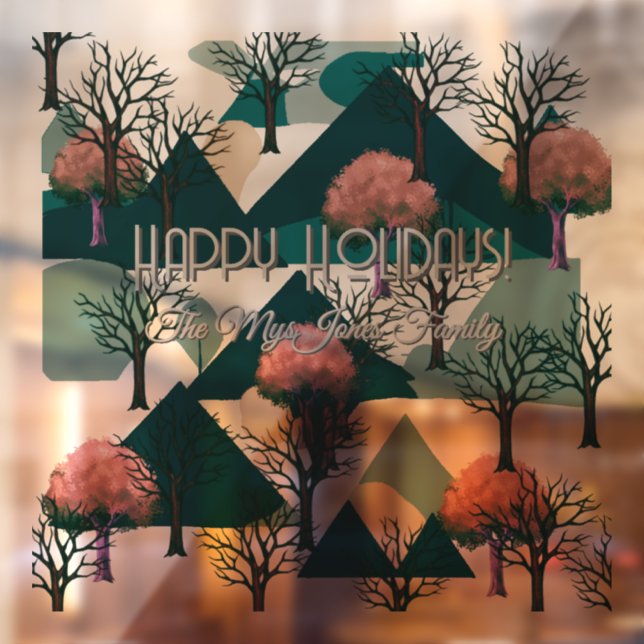 Personalised Retro Minimalist Trees and Shapes  Window Cling (Sheet 2)