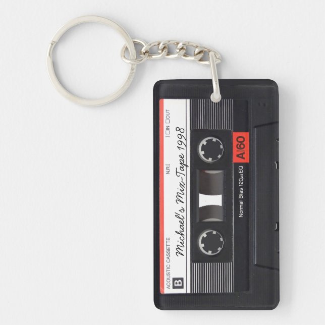 Personalised Retro Mix-tape key-chain Key Ring (Front)