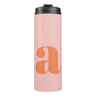 Personalised Retro Monogram Bridesmaid Pink Orange Thermal Tumbler