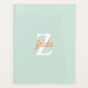Personalised Retro Monogram Mint Green Orange 2024 Planner