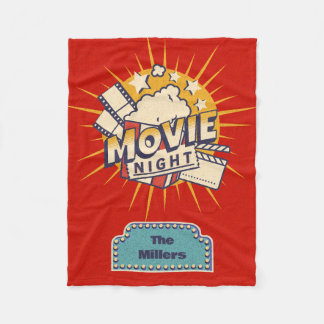 Personalised Retro Movie Night Family Name Fleece Blanket