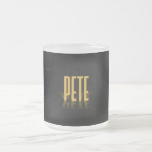 Personalised Retro Movie Poster Pete Gold Frosted Glass Coffee Mug