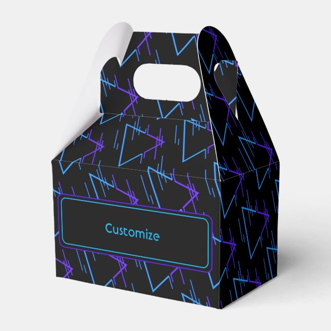 Personalised Retro Neon Geometric Pattern 2 Gable Favour Box (Front Side)