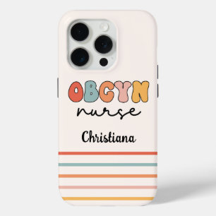 Personalised Retro OBGYN Nurse iPhone 15 Pro Case