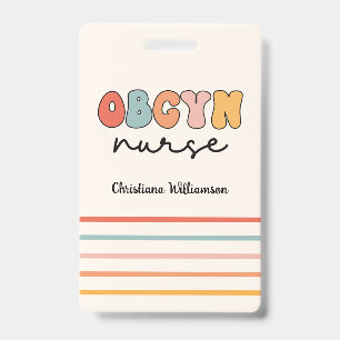 Personalised Retro OBGYN Nurse ID Badge