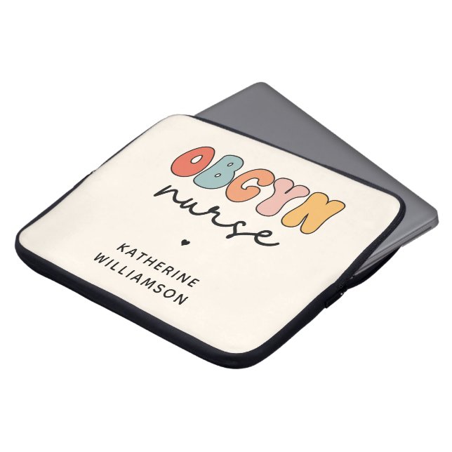 Personalised Retro OBGYN Nurse Laptop Sleeve (Front Top)