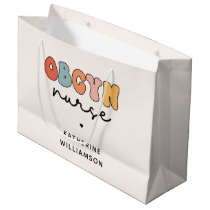 Personalised Retro OBGYN Nurse Large Gift Bag