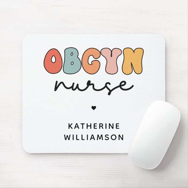 Personalised Retro OBGYN Nurse Mouse Mat (With Mouse)