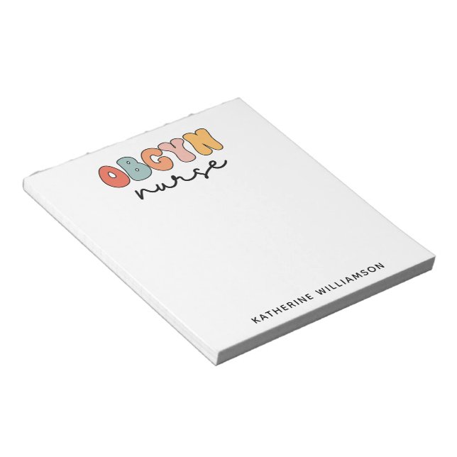 Personalised Retro OBGYN Nurse Notepad (Angled)