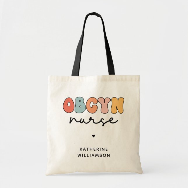 Personalised Retro OBGYN Nurse Tote Bag (Front)