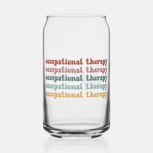 Personalised Retro OT Occupational Therapy OT Can Glass (Front)