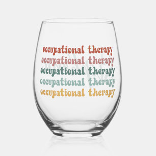 Personalised Retro OT Occupational Therapy OT Stemless Wine Glass