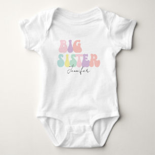 Personalised Retro Pastel Big Sister   Custom  Baby Bodysuit