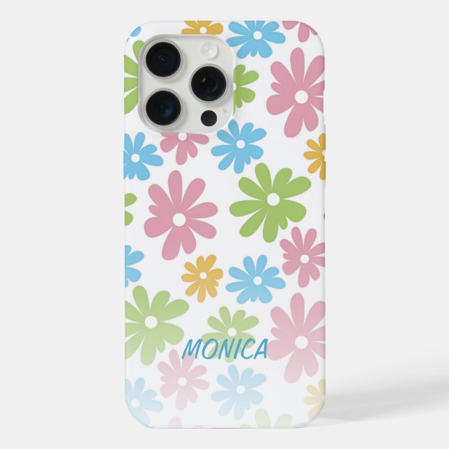 Personalised Retro Pastel Floral Art Pattern iPhone Case (Back)