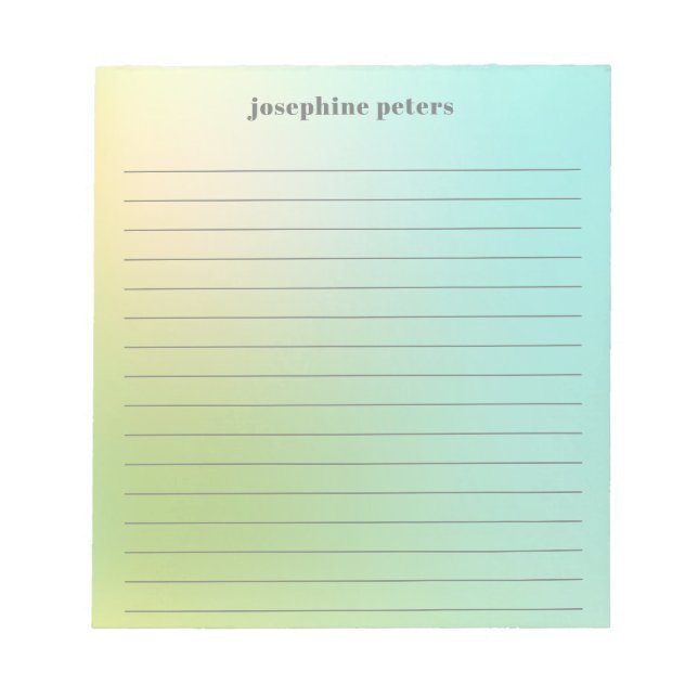 Personalised Retro Pastel Mint Green Gradient Notepad (Front)