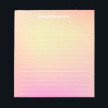 Personalised Retro Pastel Peach Pink Gradient Notepad<br><div class="desc">Personalised Retro Pastel Peach Pink Gradient Notepad</div>