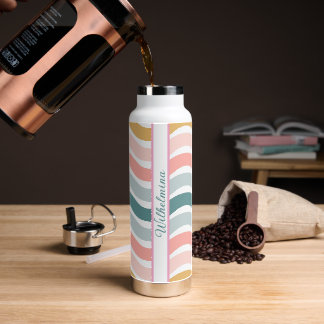 Personalised Retro Pastel Wave Water Bottle