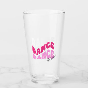 Personalised Retro Pink Name Wavy Typography Glass