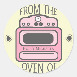 Personalised Retro Pink Oven Sticker