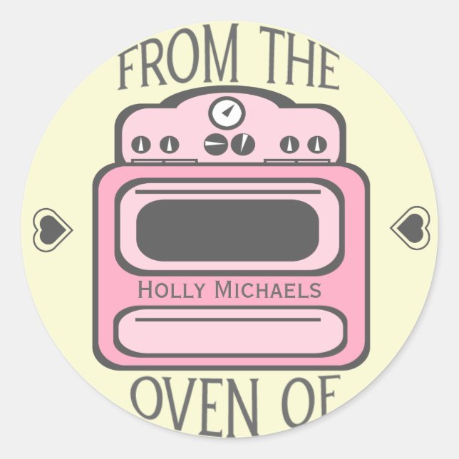 Personalised Retro Pink Oven Sticker (Front)