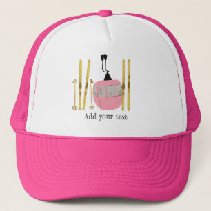 Personalised Retro Pink Ski Lift Gondola  Trucker Hat