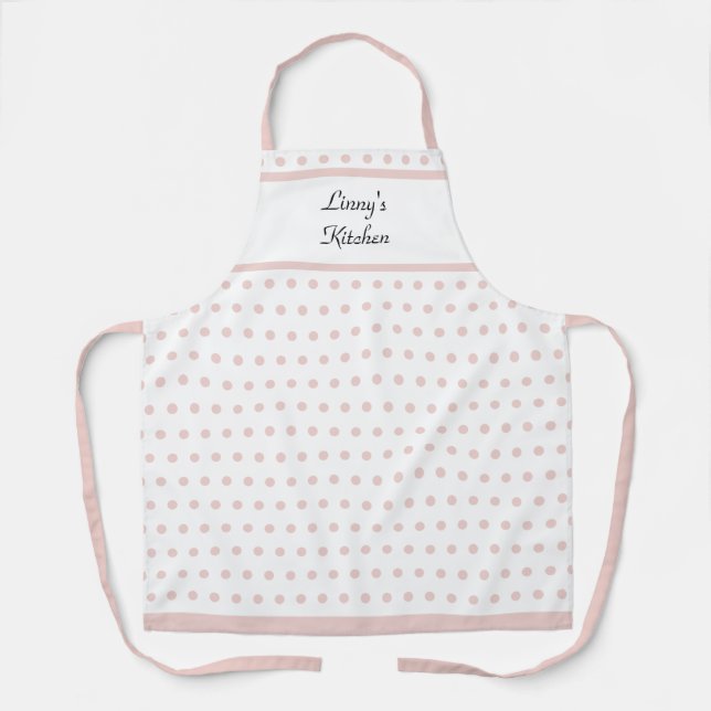 Personalised Retro Pink Whisper Polka Dotted Apron (Front)