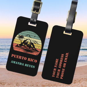 Personalised Retro Puerto Rico  Luggage Tag
