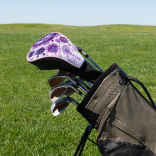 Personalised Retro Purple Violet Pink Art Pattern Golf Head Cover