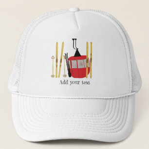 Personalised Retro Red Ski Lift Gondola  Trucker Hat