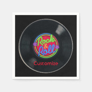 Personalised Retro Rock and Roll Vinyl Napkins