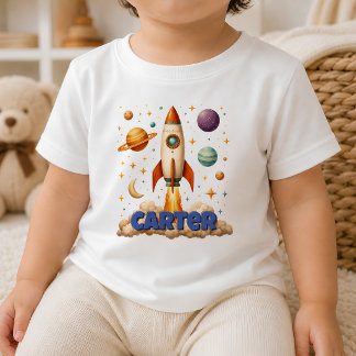 Personalised Retro Rocket Toddler T-Shirt