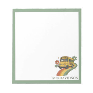Personalised Retro School Bus Teacher Notepad