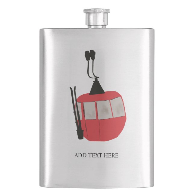 Personalised Retro Ski Lift Skiing Snow Mountain  Hip Flask (Front)