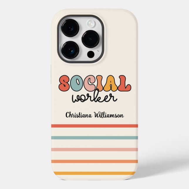 Personalised Retro Social Worker Case-Mate iPhone Case (Back)