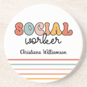 Personalised Retro Social Worker Coaster