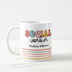 Personalised Retro Social Worker Coffee Mug