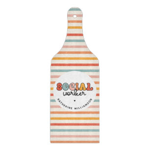 Personalised Retro Social Worker Cutting Board