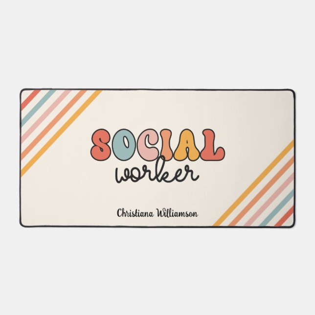 Personalised Retro Social Worker Desk Mat (Front)