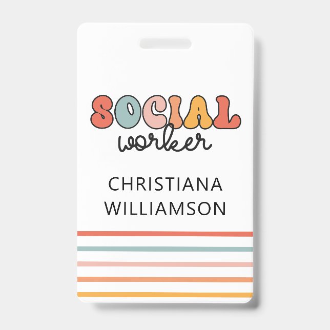 Personalised Retro Social Worker ID Badge (Front)