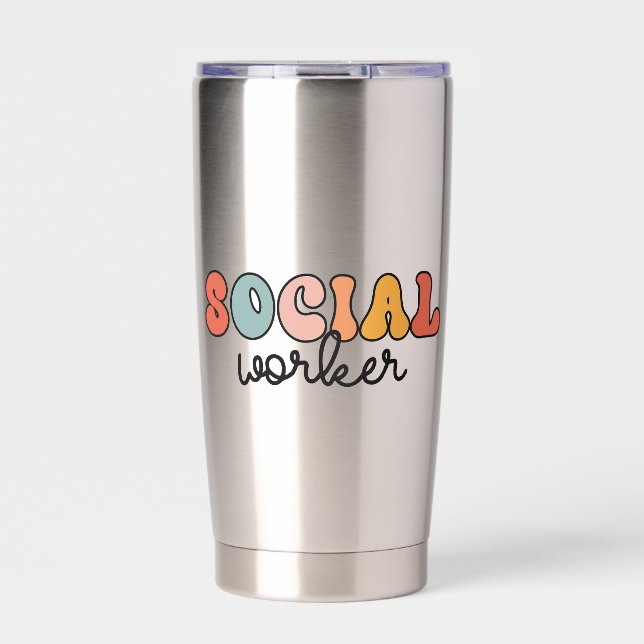 Personalised Retro Social Worker Insulated Tumbler (Front)