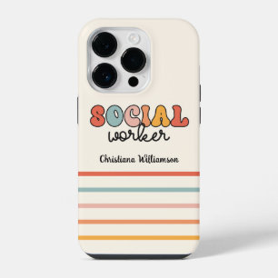 Personalised Retro Social Worker iPhone 14 Pro Case