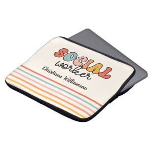 Personalised Retro Social Worker Laptop Sleeve