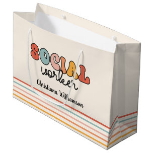 Personalised Retro Social Worker Large Gift Bag