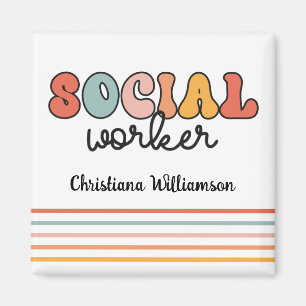 Personalised Retro Social Worker Magnet